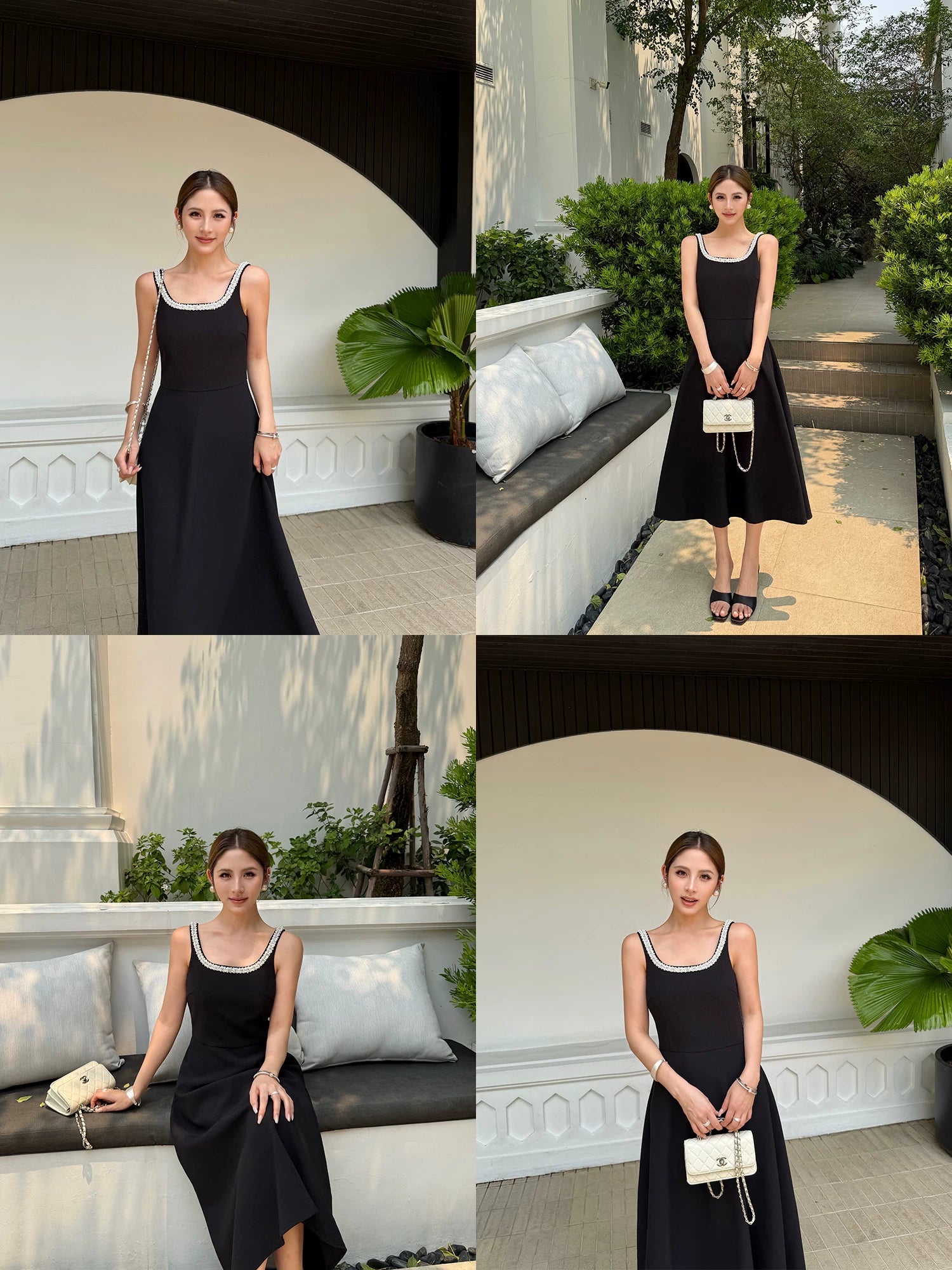 NEVA HU Beaded Temperament Suspender Dress