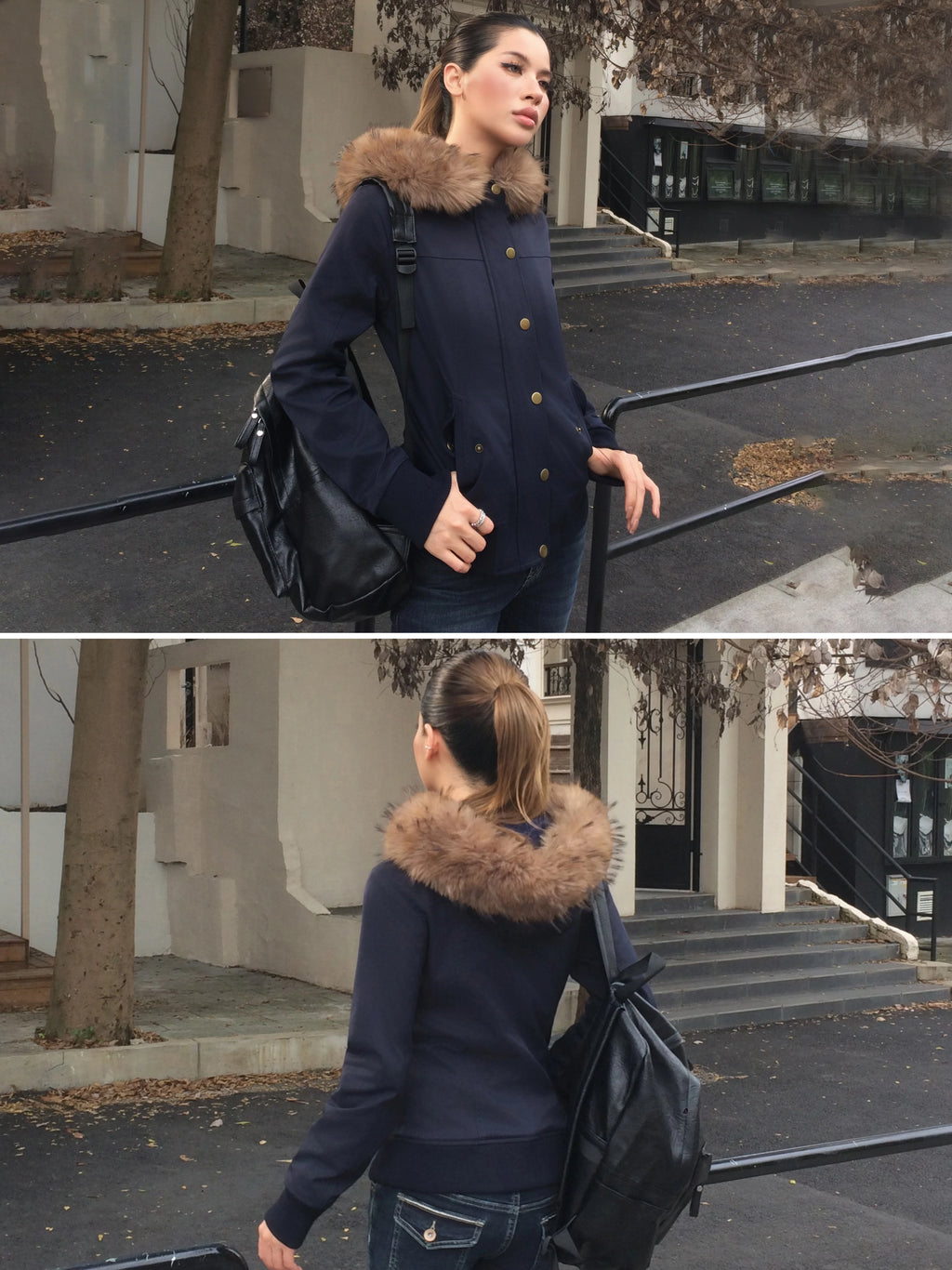 Audwyn Fur Collar Fleece Waist Jacket