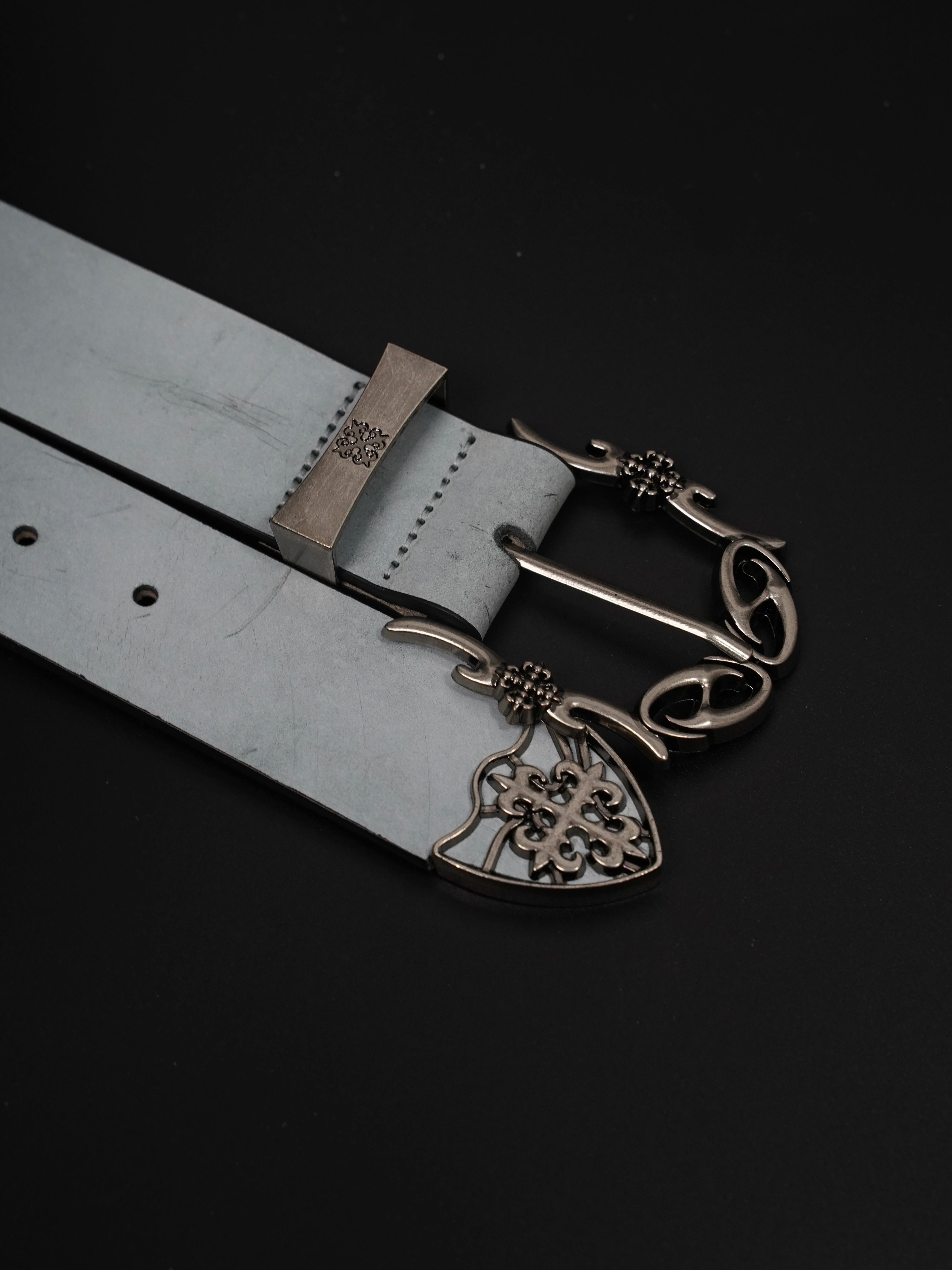 VOWPROGRESS Cross Carved Cowhide Belt