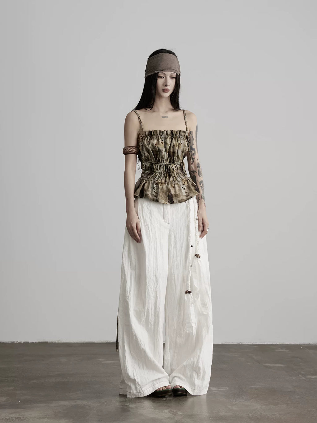 INDULGE Irregular Double Waist Wide Leg Pants