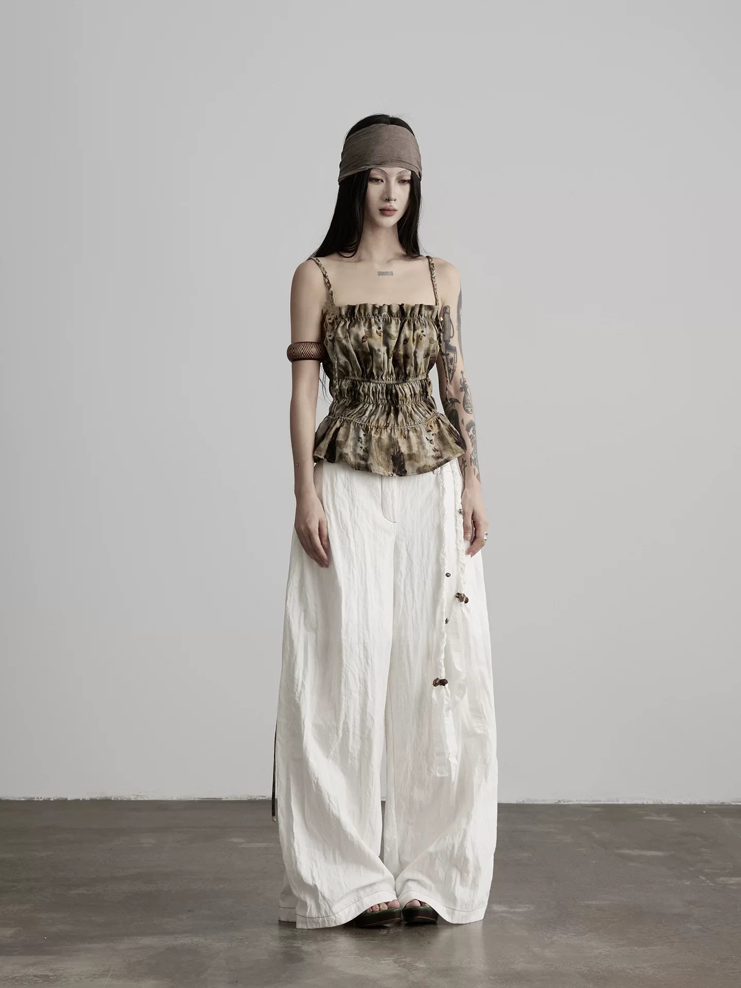 INDULGE Irregular Double Waist Wide Leg Pants