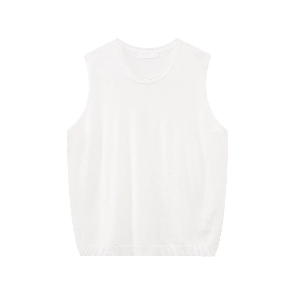 MTLCLOTHES Korean Round Neck Loose Sleeveless Knitted Vest