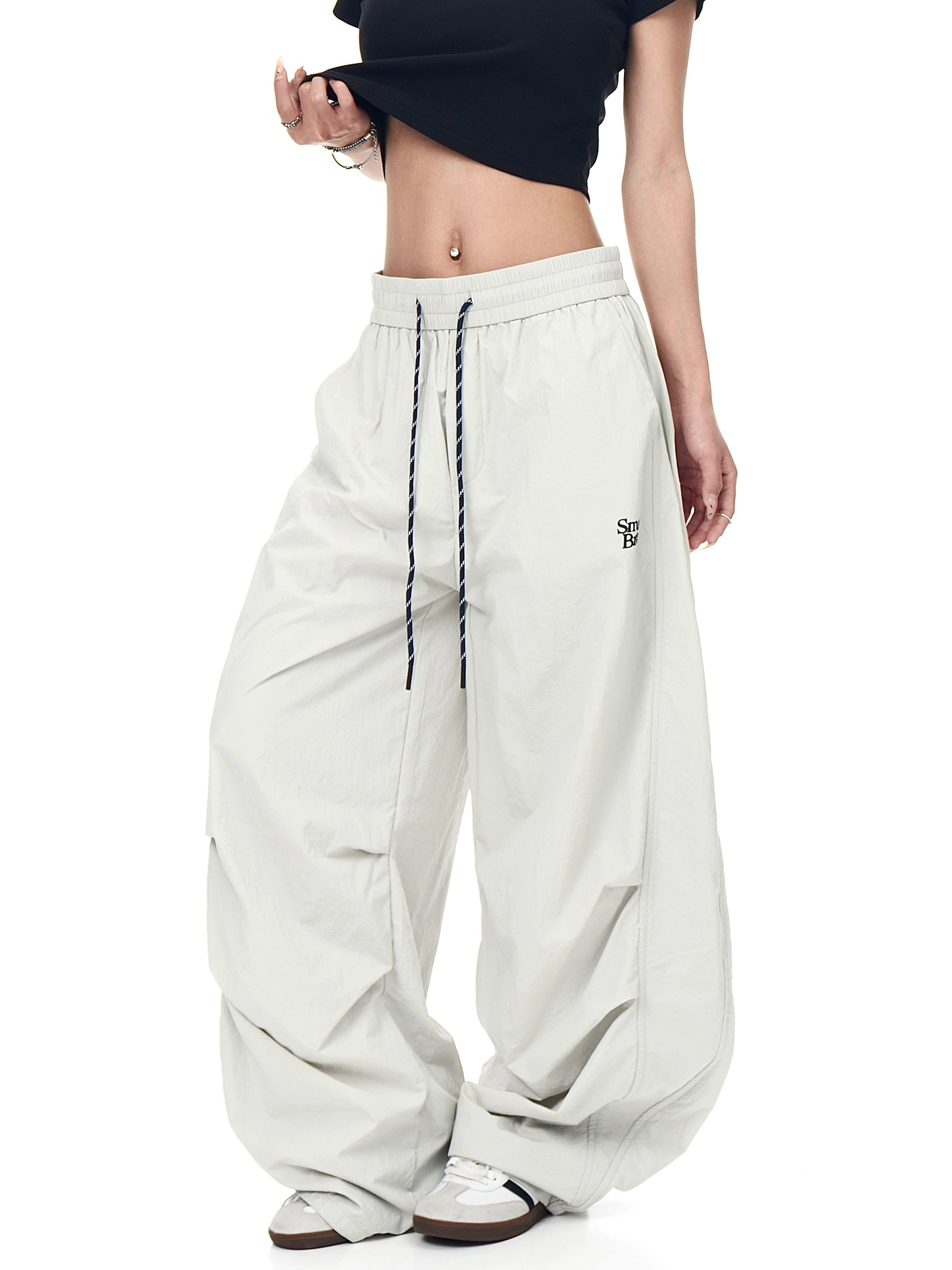 BLACKLISTS Pleated Embroidered Dance Wide-leg Scimitar Pants