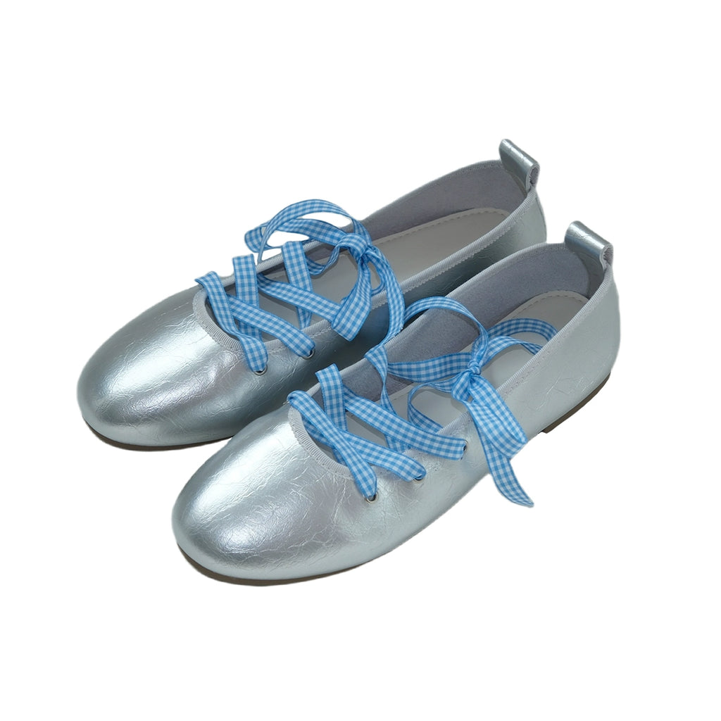 Mooreyu Cross Strap Ballet Leather Round Head Mary Jane Shoes