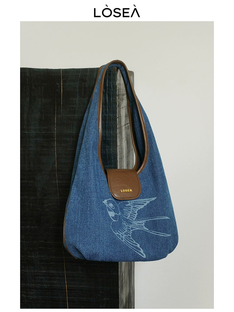 LOSEA New Chinese Denim Retro Shoulder Underarm Bag