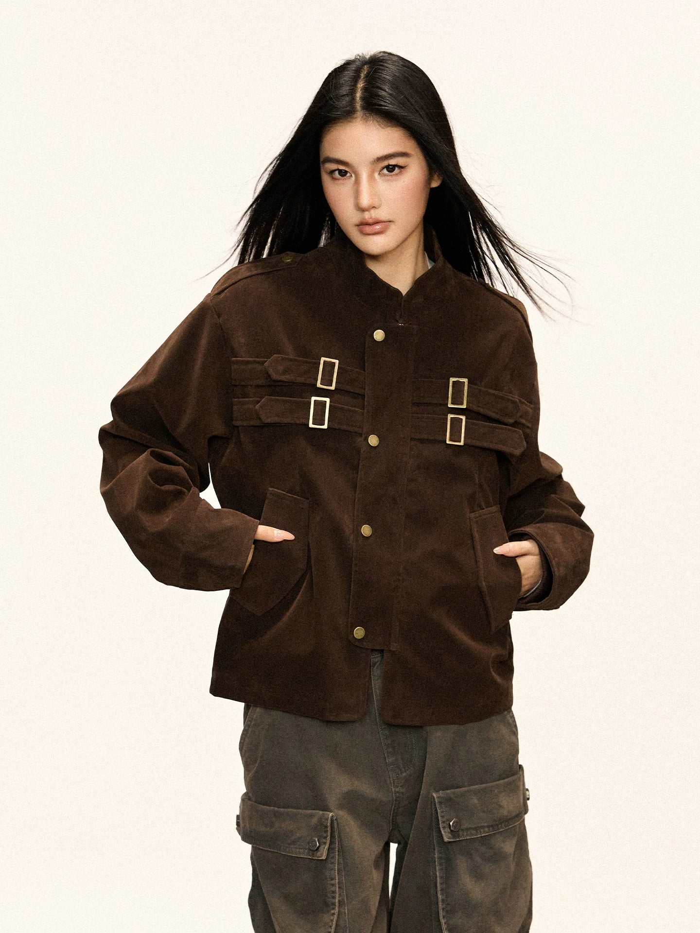 Cherry Melody Vintage Loose Stand-up Jacket