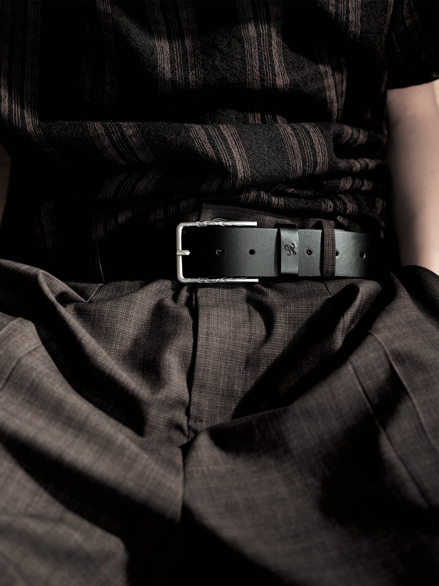 JCAESAR Carved Wide-body Cowhide Belt