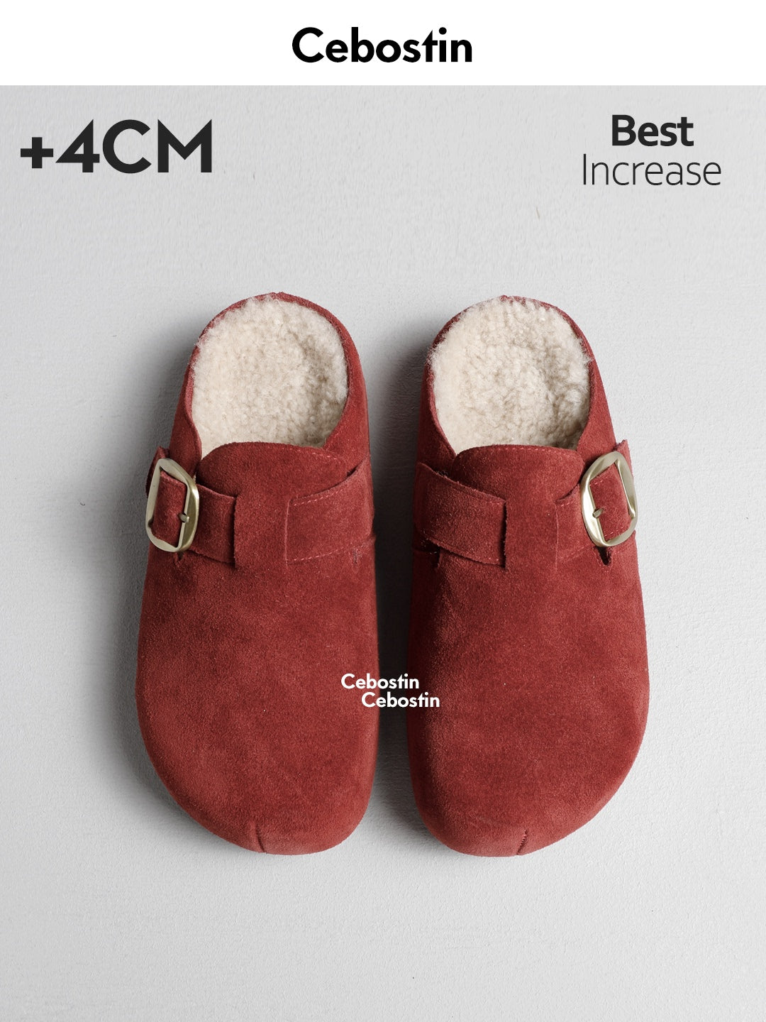 Cebostin Heightening Cow Cashmere Velvet Warm Birken Half Slippers