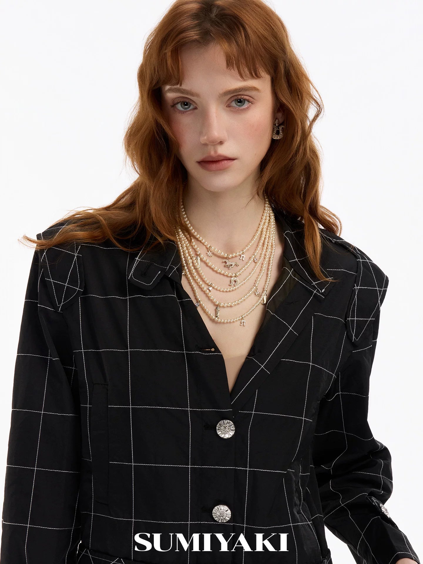 SUMIYAKI Flash Pony Full of Diamonds Multi-layer Pearl Necklace