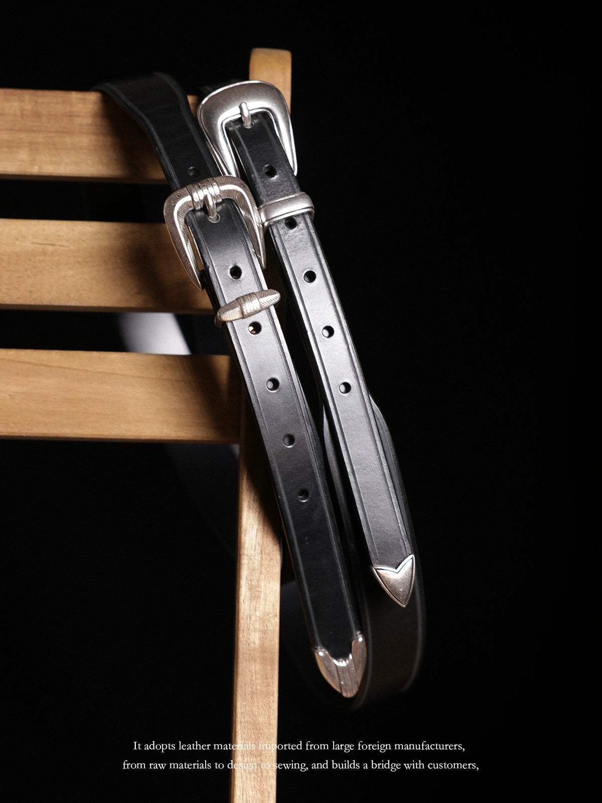 HALF WORK American denim cavalry belt retro tanned leather handmade pure cowhide leather belt for men and women