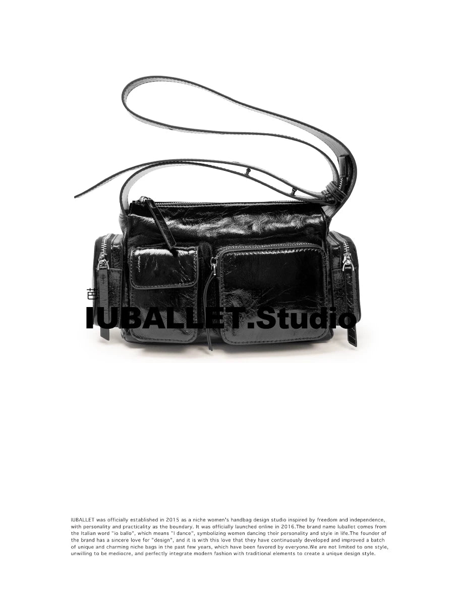 Iuballet Retro First Layer Cowhide Shoulder Armpit Bag