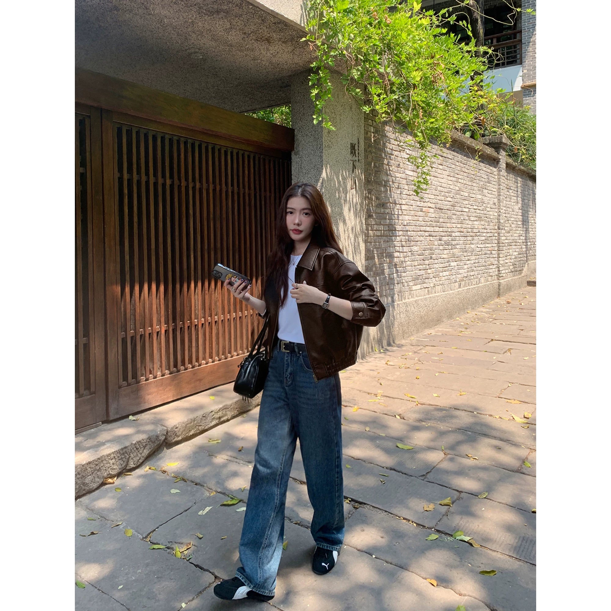 Pusumede Vintage Premium Loose Short Leather Jacket