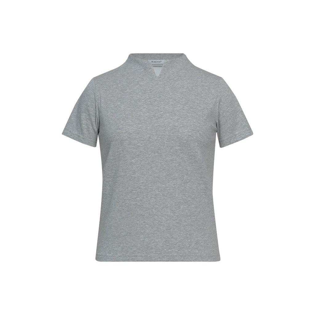 FUNKYFUN V-neck Small Stand-up Collar Space Cotton Slim-fit Tee