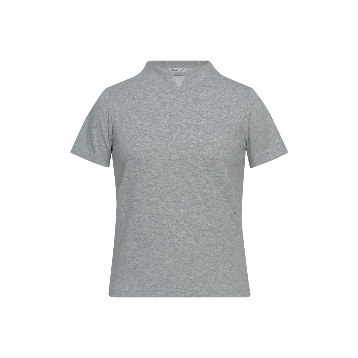 FUNKYFUN V-neck Small Stand-up Collar Space Cotton Slim-fit Tee
