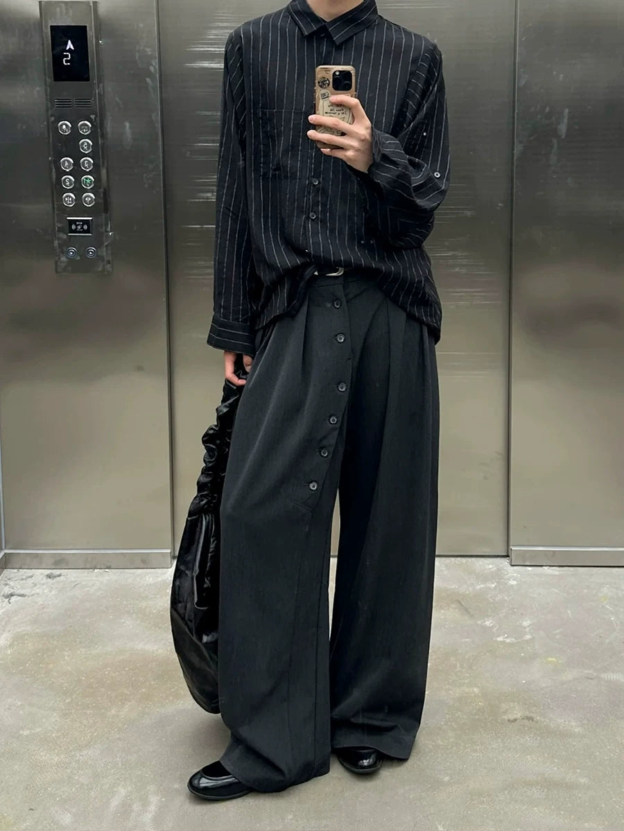 TWOMOONS Curved Button-down Trousers