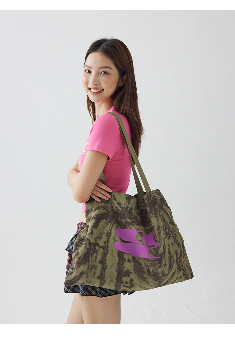 CryingCenter Tie-dye Large-capacity Commuter Canvas Tote Bag