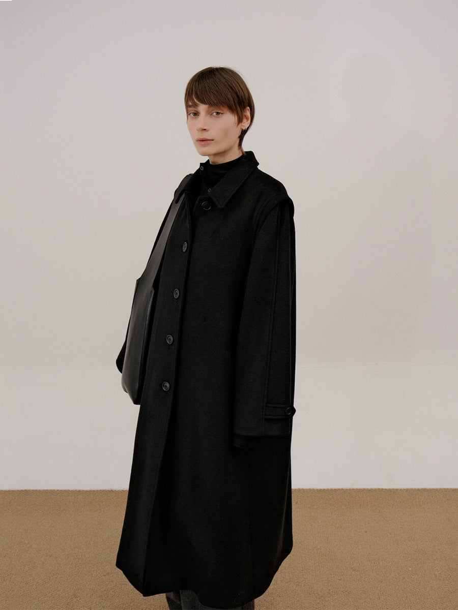 COLN Simple Long Single-breasted Coat