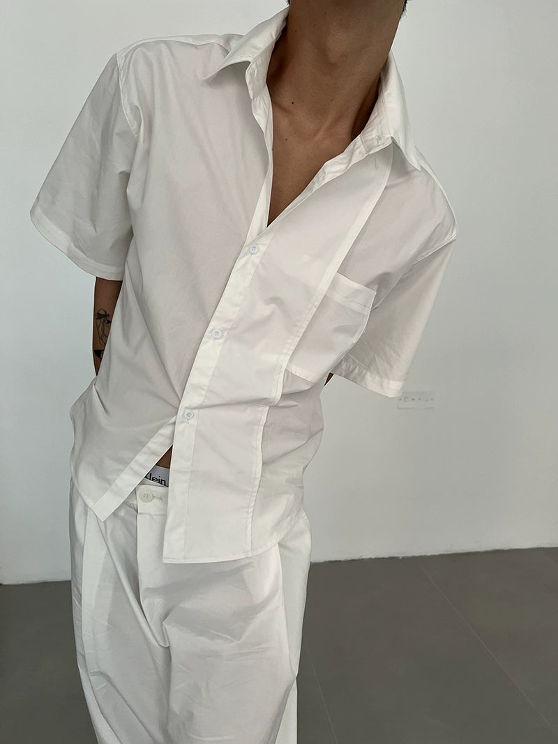 COLN Fashion Versatile Placket Short-sleeved Shirt