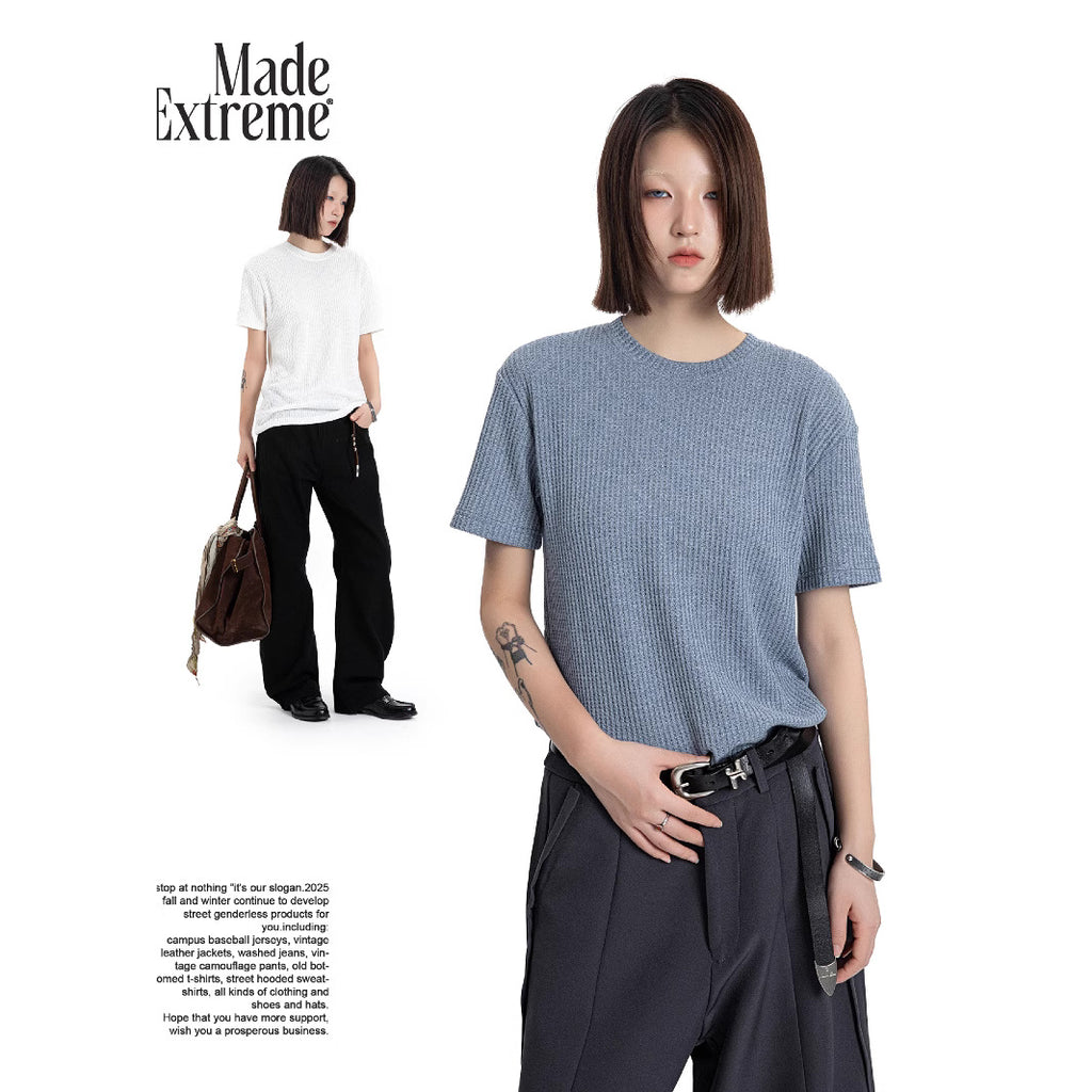 MADEEXTREME Old Money Wind Knitted Crew Neck Casual Tee