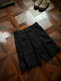 AMBSOM Pleated Straight-leg Shorts