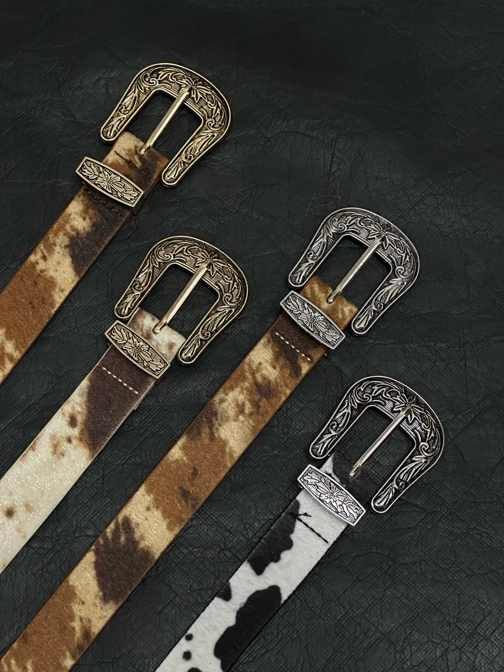 DPOL Cow Pattern Belt Maillard Couple Belt