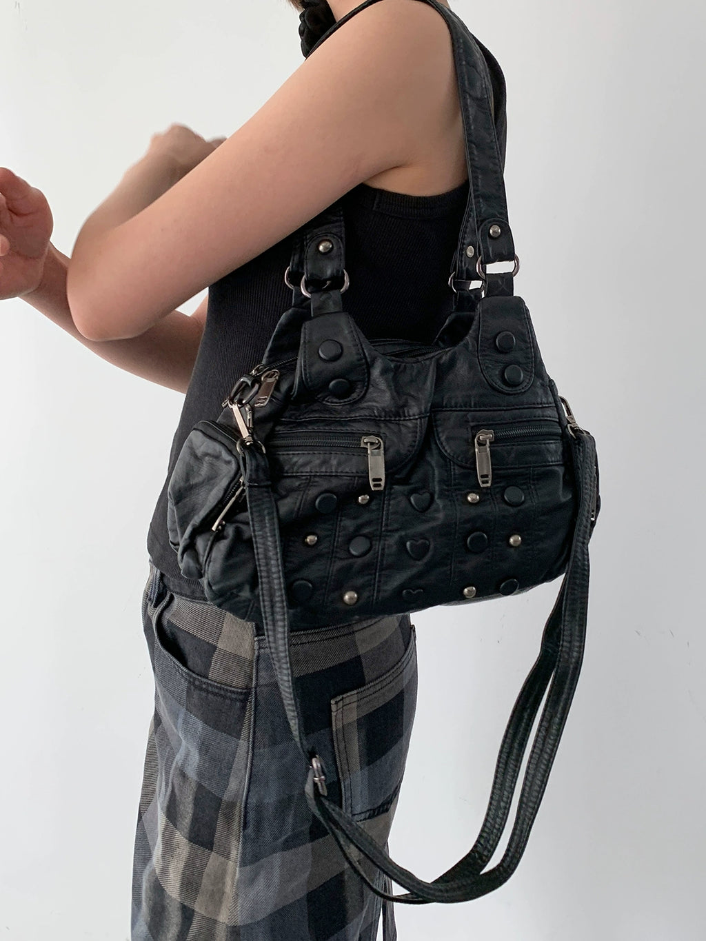 BINGBONG Shoulder Messenger Bag Y2k Soft Leather Underarm Bag