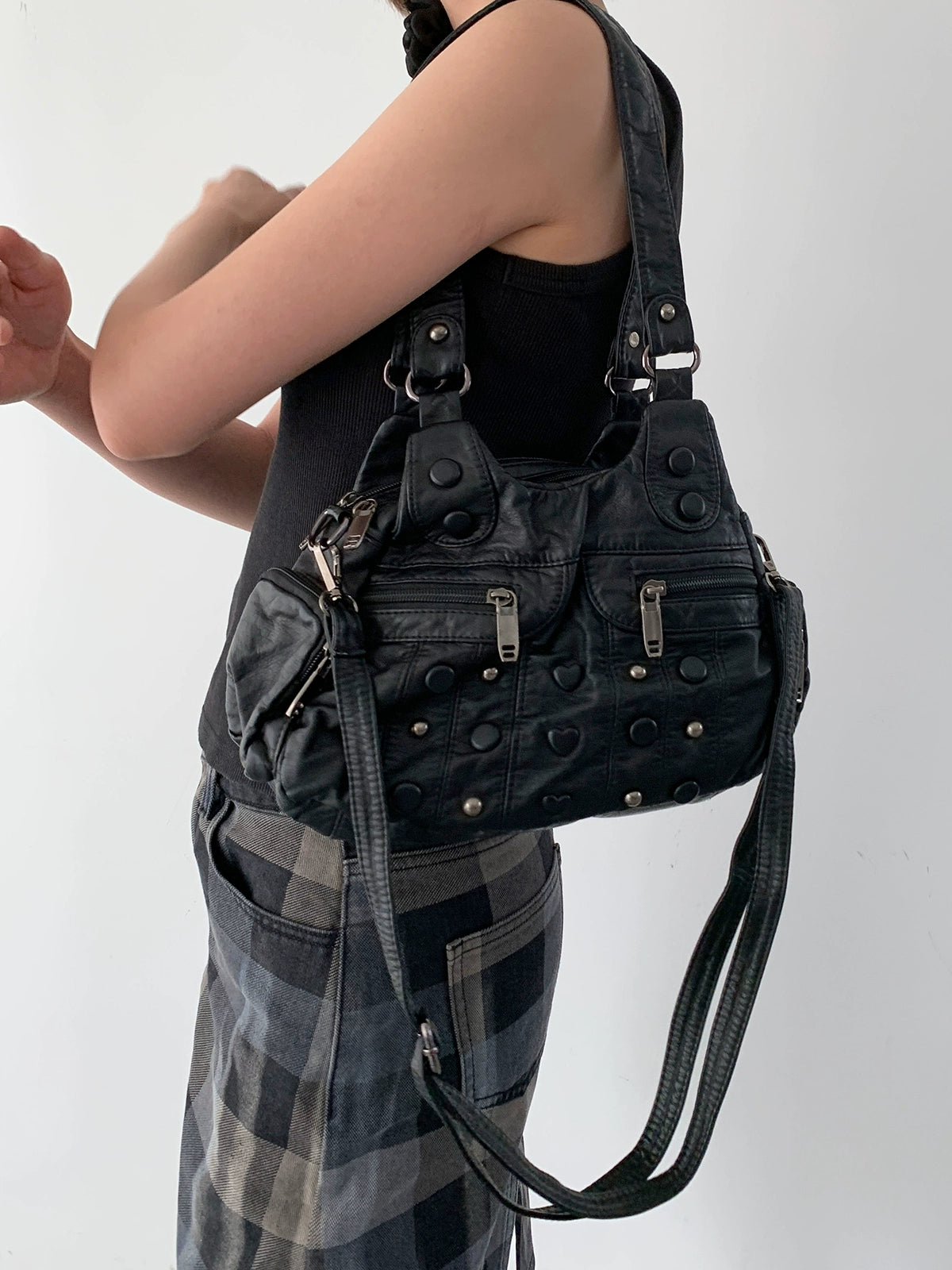 BINGBONG Shoulder Messenger Bag Y2k Soft Leather Underarm Bag