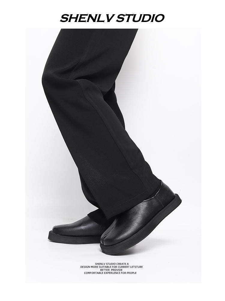 SHENLV STUDIO TABI Japanese one-pedal leather shoes