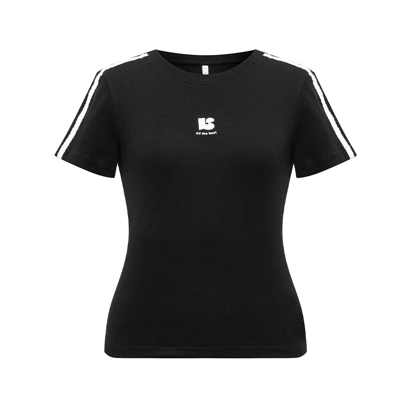 KANO Simple Letter Printing Contrasting Tee