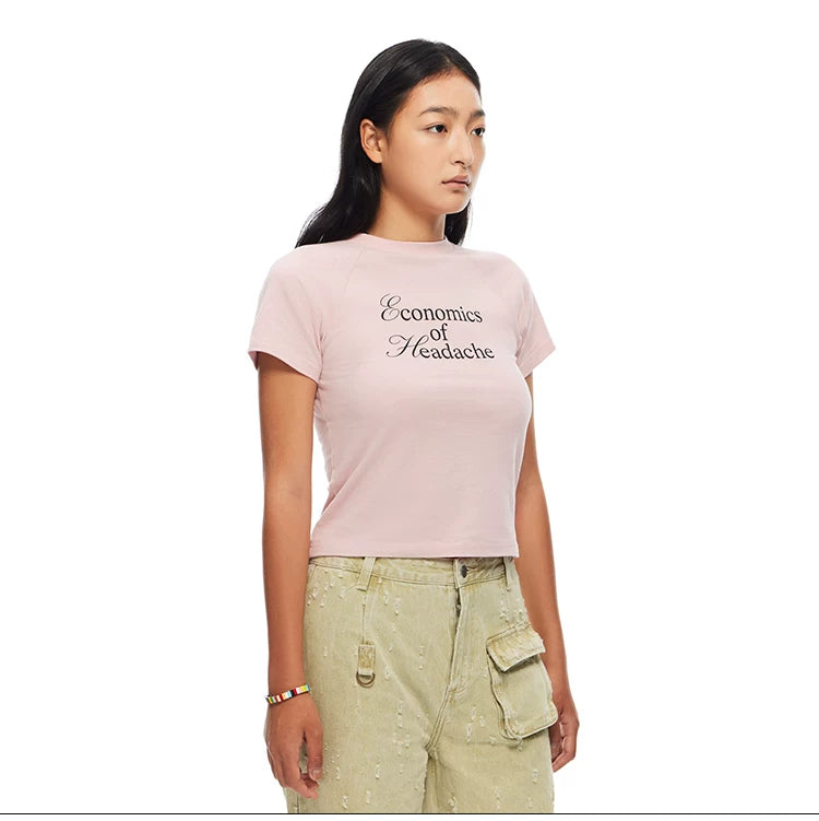 HEADACHE Crew Neck Shoulder Casual Tee