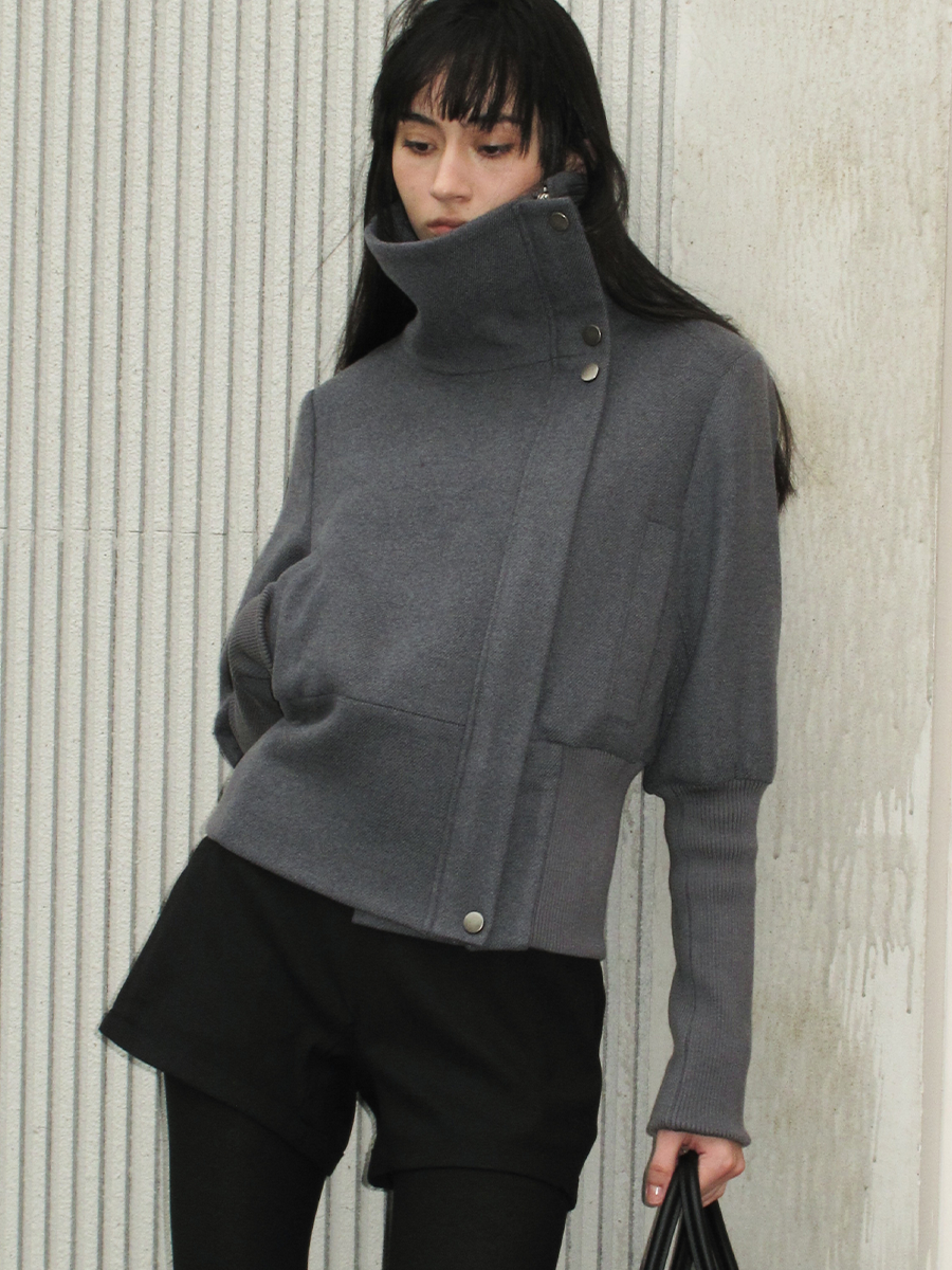 JCAESAR WOMEN Threaded-sleeved Woolen Jacket