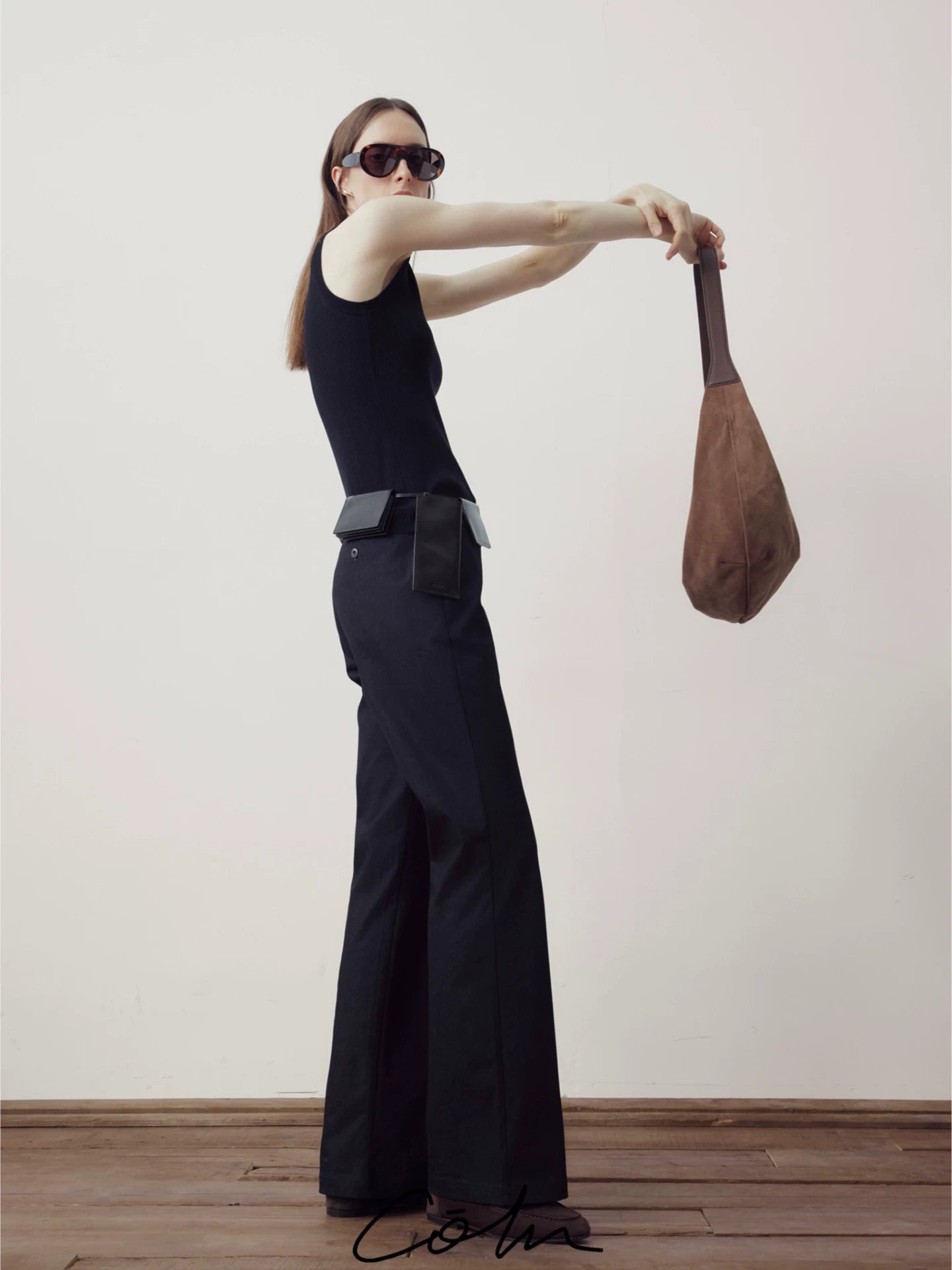COLN Low-rise Flared Slacks