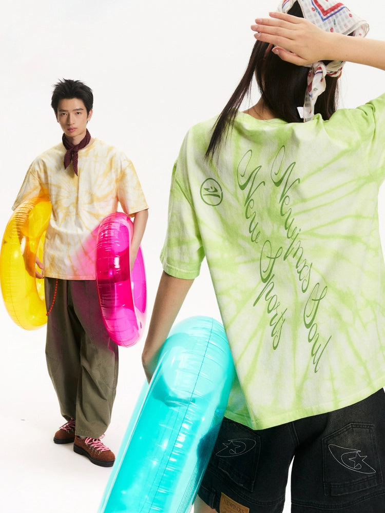 NewJNXS Breathable Neon Tie-dye Printing Tee