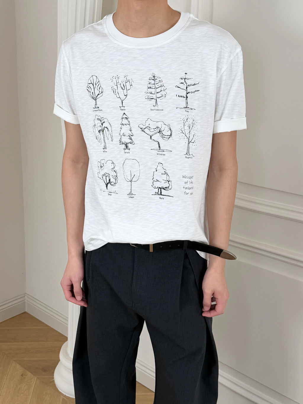 Stay The Night Slogan Trees, Printed Shoulder Tee