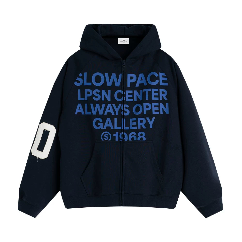 Loopsoon Front Chest Large Letter Print Hooded Sweater Couple