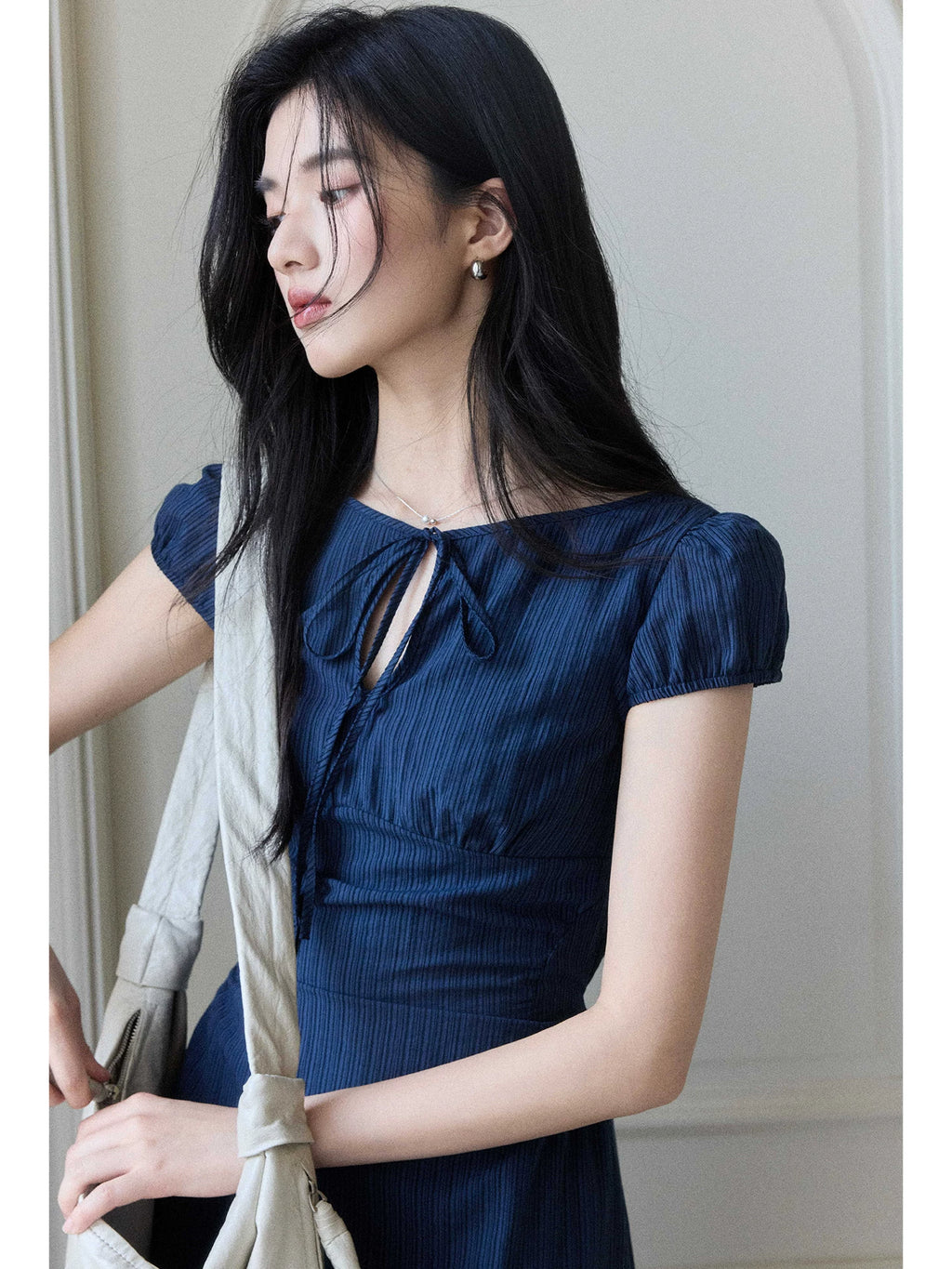 TYANG Temperament Waist Thin Striped Dress
