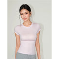 NEVA HU Crew Neck Slim and Thin Knitted Tee