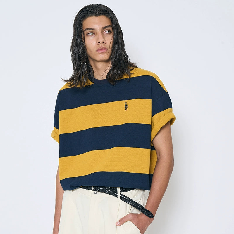 PARTIMENTO Coarse Striped Contrasting Tee