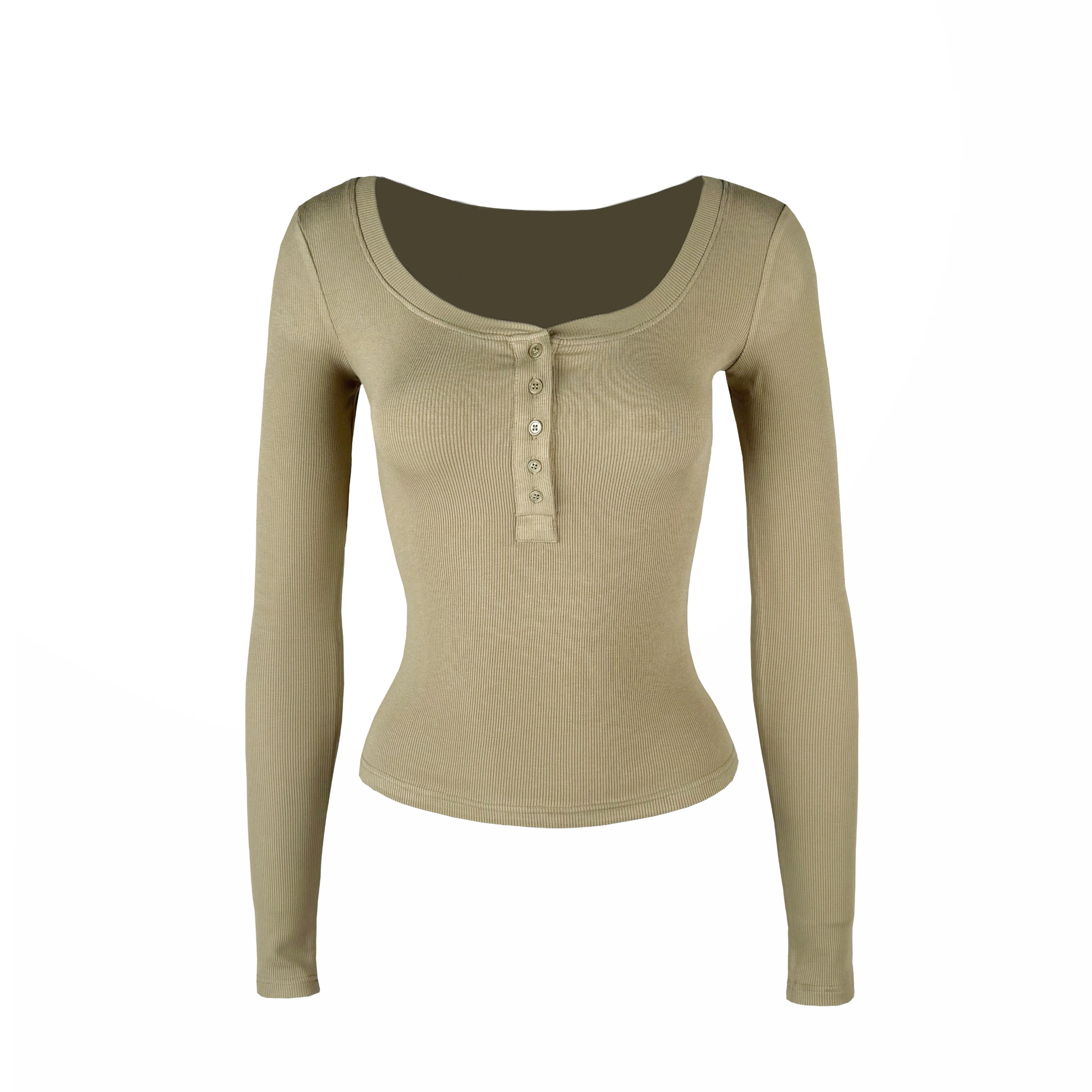 Jim Kennet Basic U-Neck Stretch Slim Henry Long Sleeves