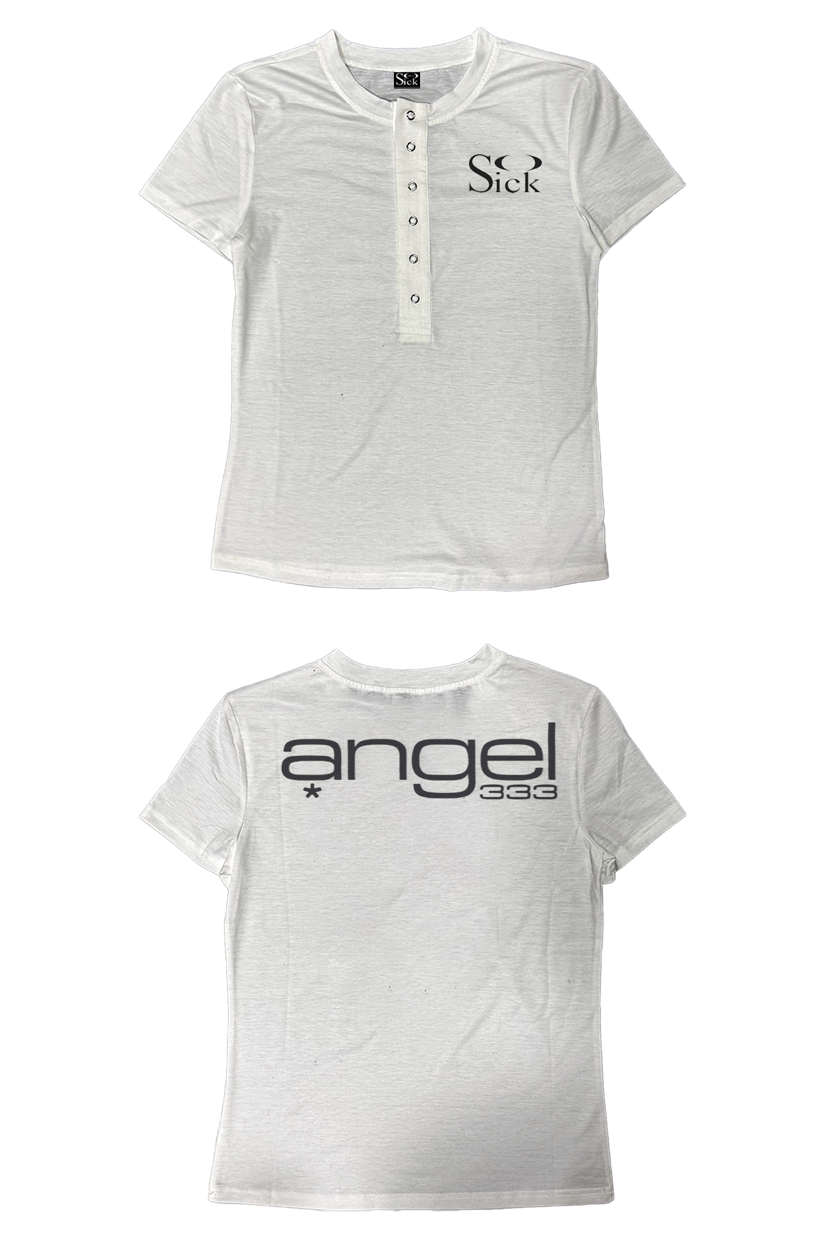 SoSick 25ss * "Basic Series" Front Shoulder Silver Buckle Crew Neck Premium Tee