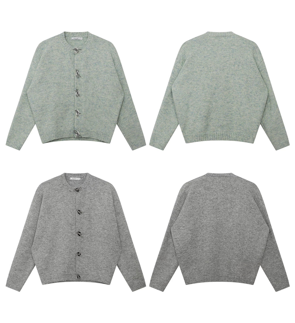 FUNKYFUN Hand-knitted Bow-knitted Loose-fitting Cardigan