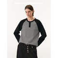 MANUSCRIPT Color Matching Striped Shoulder Sleeve Casual Long Sleeve