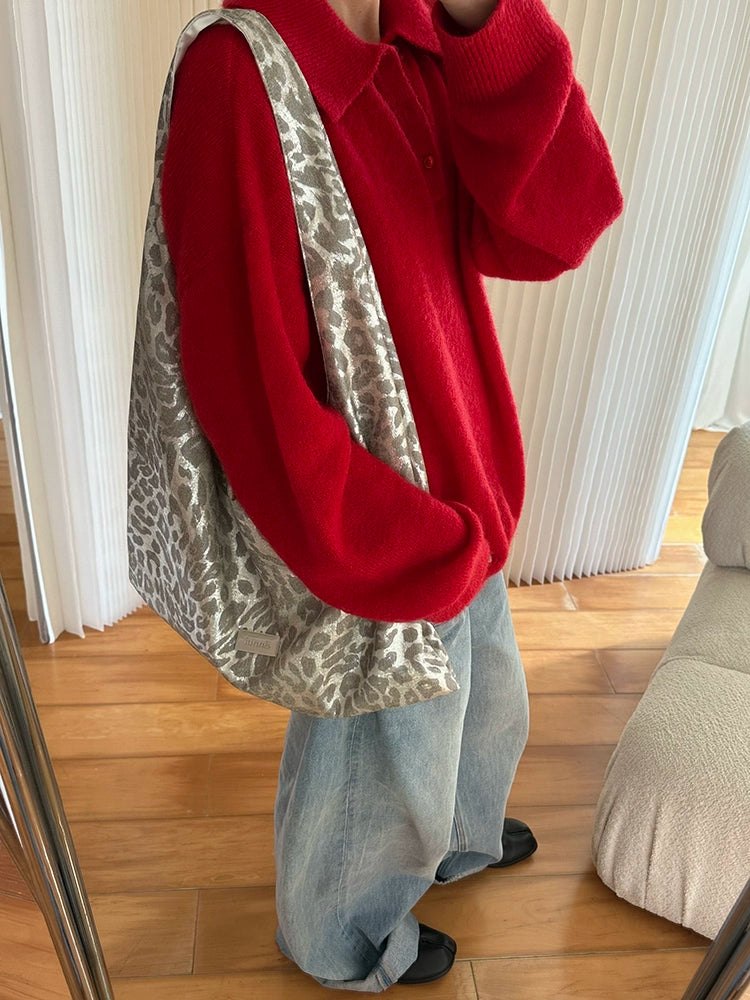 Ennui Cold Leopard Print Lazy Fashionable Shoulder Messenger Bag