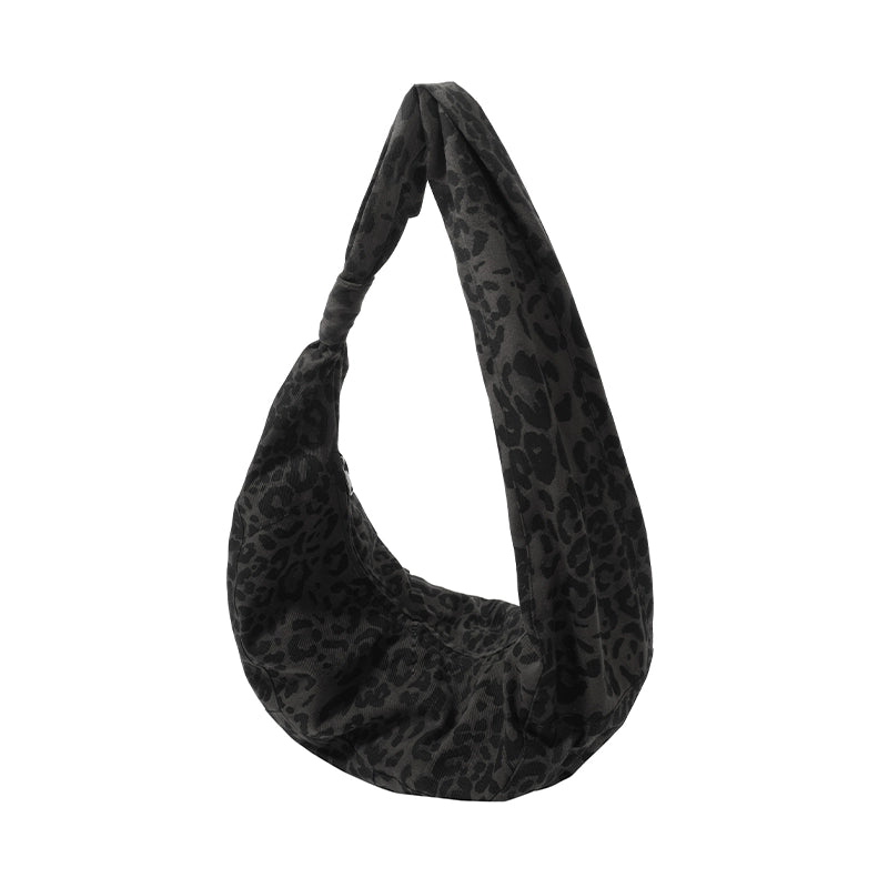 TZ Killer Leopard Print Pleated Versatile Arc Crescent Bag