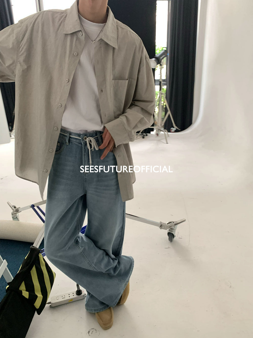 Seesfuture Pants Foot Destroy Loose Straight Pants
