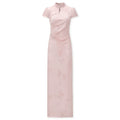 ZIHE Satin Butterfly Print Long Sleeve Dress