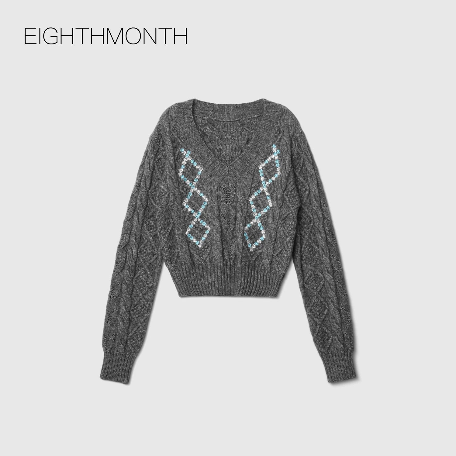 EIGHTHMONTH Jacquard V-neck Knitted Sweater