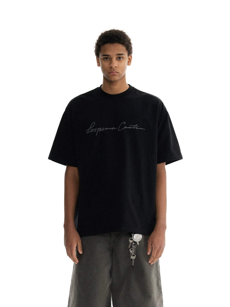 Loopsoon Loose Trend Printed Letter Logo Tee