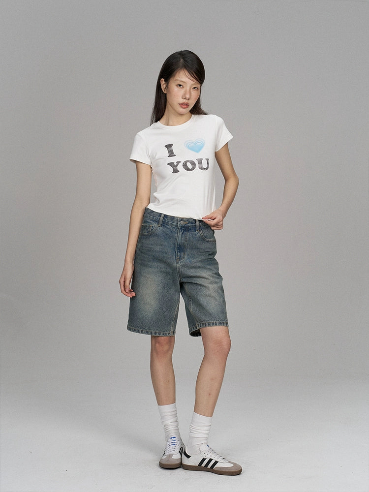 UnderStress Versatile Blue Love Emoji Print Tee