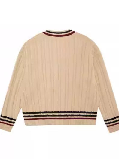 EK Academy Style Loose V-Neck Sweater